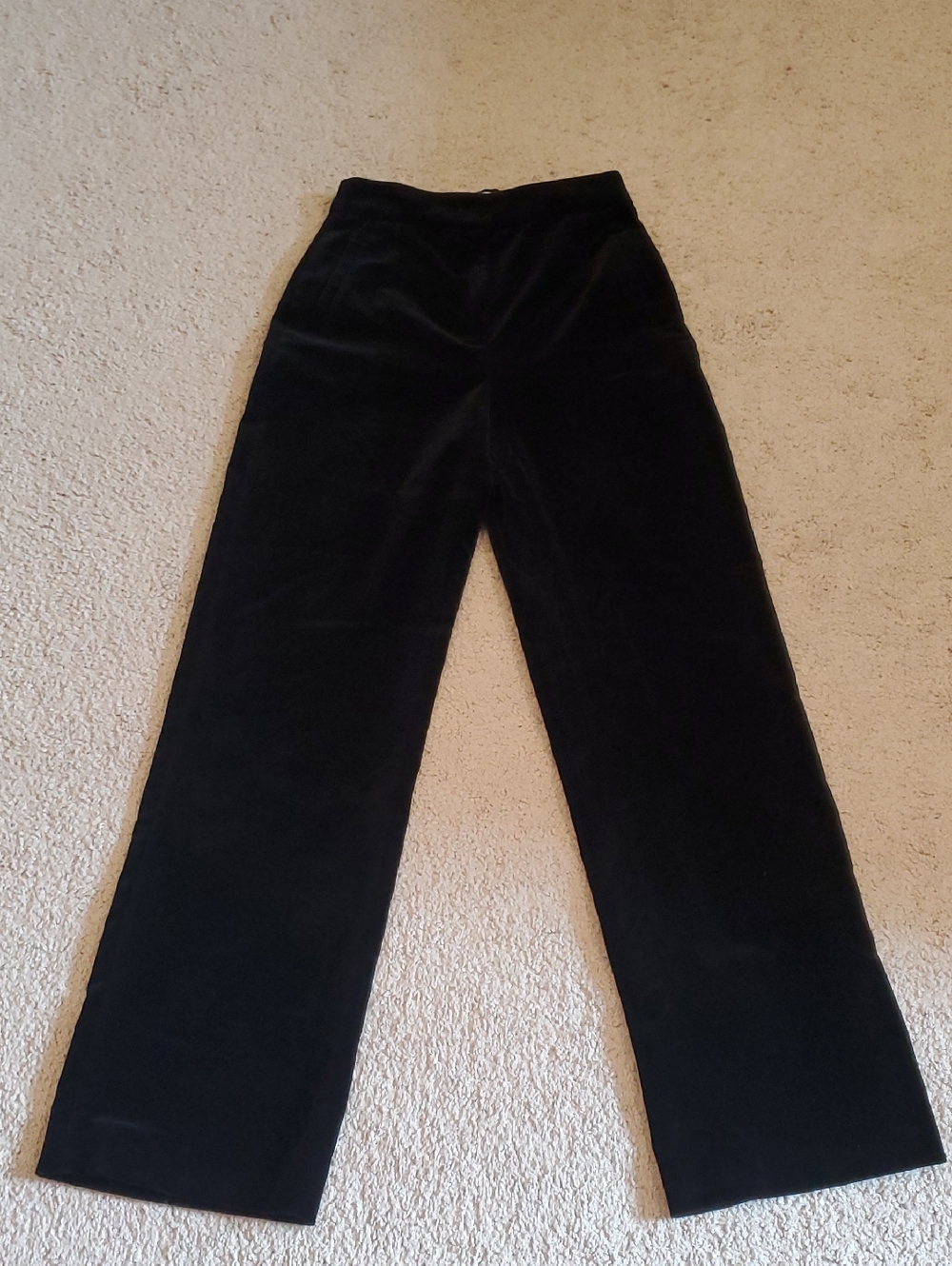 Sezane Black Wide-Leg Velvet Pants